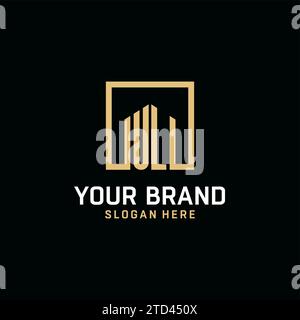 Logo monogramma iniziale UL con ispirazione per il design a forma quadrata Illustrazione Vettoriale