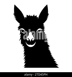 Icona nera del vettore Alpaca su sfondo bianco Illustrazione Vettoriale