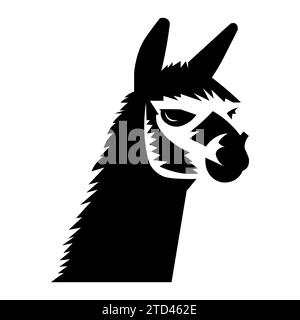 Icona nera del vettore Alpaca su sfondo bianco Illustrazione Vettoriale