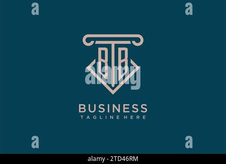 BB iniziale con design icona pilastro, avvocato pulito e moderno, idee di design del logo dello studio legale Illustrazione Vettoriale