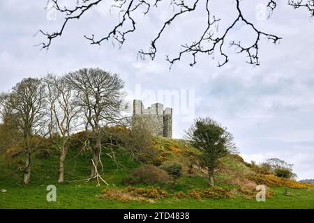 Audley's Castle, Strangford Lough, County Down, Irlanda del Nord. Il Trono di Spade è la location del campo di Robb Stark durante la battaglia di Lannister. Foto Stock