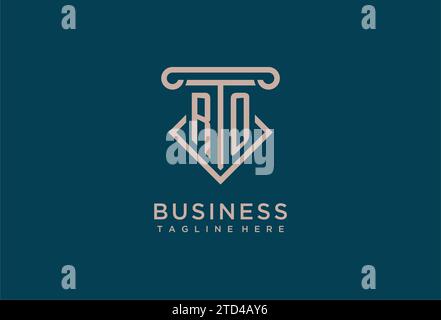 RO iniziale con design icona pilastro, avvocato pulito e moderno, idee di design del logo dello studio legale Illustrazione Vettoriale