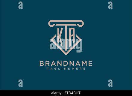 KA Initial con design icona pilastro, avvocato pulito e moderno, idee di design del logo dello studio legale Illustrazione Vettoriale