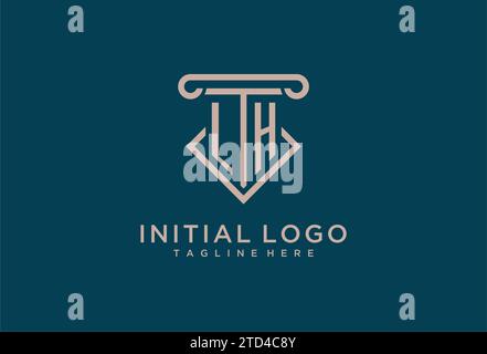 LH Initial con design a icona a colonna, avvocato pulito e moderno, idee di design del logo dello studio legale Illustrazione Vettoriale