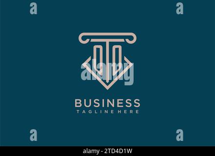 OO iniziale con design icona pilastro, avvocato pulito e moderno, idee di design del logo dello studio legale Illustrazione Vettoriale