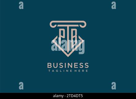 PB Initial con design icona pilastro, avvocato pulito e moderno, idee di design del logo dello studio legale Illustrazione Vettoriale