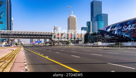 Complete closure of Sheik Zayed Road in the direction of Abu Dhabi, World Climate Conference COP28, Dubai, United Arab Emirates Stock Photo