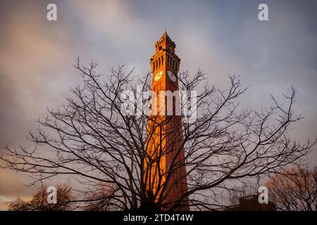 Old Joe, l'iconica torre dell'orologio dell'Università di Birmingham, è la torre dell'orologio autoportante più alta del mondo. Foto Stock