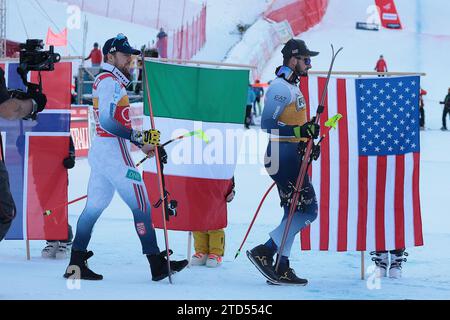 SCI ALPINO - FIS WC 2023-2024Men's World Cup DH Val Gardena / Groeden, Trentino, Italia 2023-12-16 - sabato immagini: PARIS Dominik (ITA) PRIMO CLASSIFICATO - KILDE Aleksander Aamodt (NOR) SECONDO CLASSIFICATO Foto Stock