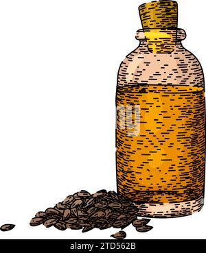 black nigella sativa disegno vettoriale a mano Illustrazione Vettoriale