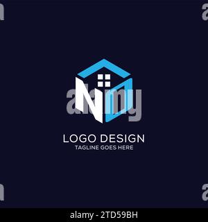 Logo iniziale SENZA monogramma con forma esagonale della casa astratta, design elegante e pulito del logo immobiliare grafica vettoriale Illustrazione Vettoriale