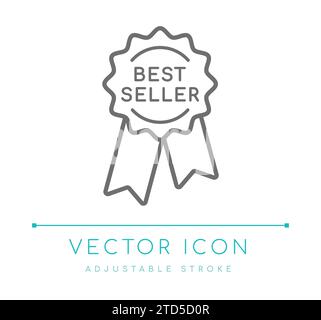 Icona della linea vettoriale e-commerce più venduta Illustrazione Vettoriale