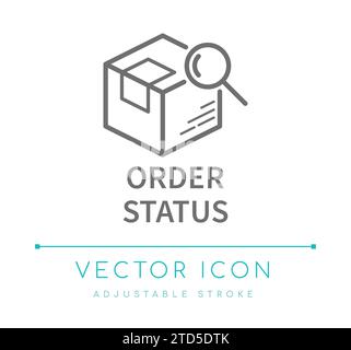 Icona della riga vettore e-commerce dello stato dell'ordine Illustrazione Vettoriale