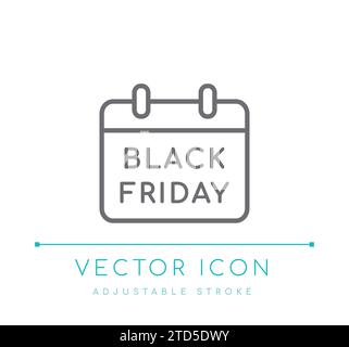Icona della linea di e-commerce per i saldi del Black Friday Illustrazione Vettoriale
