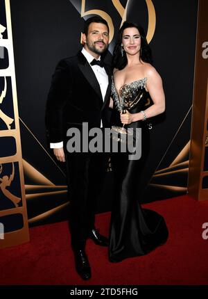 Los Angeles, USA. 15 dicembre 2023. Hollywood, Florida, USA. 15 dicembre 2023. Hollywood, Florida, USA. 15 dicembre 2023. Elan Ruspoli e Jacqueline MacInnes Wood hanno partecipato alla 50a sala stampa Daytime Emmy Awards tenutasi al Westin Bonaventure Hotel & Suites il 15 dicembre 2023 a Hollywood, CA ©Steven Bergman/AFF-USA.COM Credit: AFF/Alamy Live News Credit: AFF/Alamy Live News Foto Stock