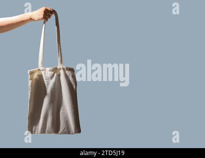 Borsa per le mani. Shopper in cotone naturale, sfondo striscione Foto Stock