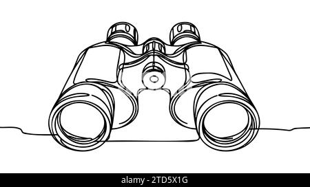 Disegno binoculare a linea singola continua. Illustrazione vettoriale. Illustrazione Vettoriale