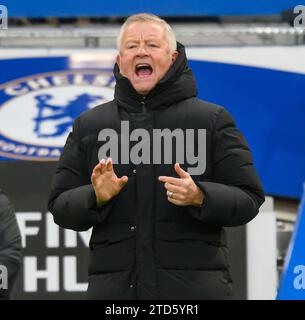 Chelsea, Regno Unito. 16 dicembre 2023. Chelsea contro Sheffield United - Premier League - Stamford Bridge. Il manager dello Sheffield United Chris Wilder durante la partita di Premier League contro il Chelsea. Credito immagine: Mark Pain/Alamy Live News Foto Stock