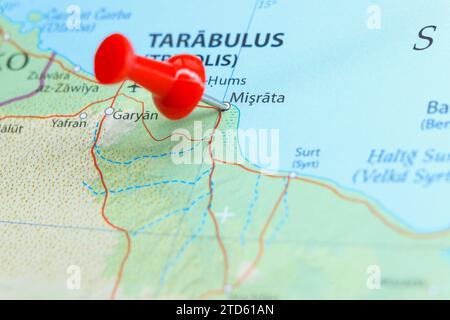 Misurata, Libia pin sulla mappa Foto Stock