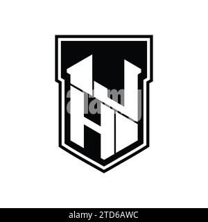 JH Letter Logo monogramma esagonale geometrico verso l'alto e verso il basso schermo interno modello di design isolato Foto Stock