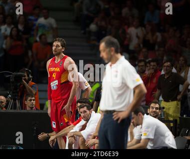 Madrid, 10 settembre 2014. Mundobasket 2014. Spagna - Francia. Nell'immagine: Foto: Ignacio Gil...Archdc. Crediti: Album / Archivo ABC / Ignacio Gil Foto Stock