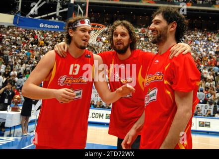 Saitama (Giappone), 09/03/2006. Finale del Campionato del mondo di pallacanestro tra Spagna e Grecia, alla Saitama State Super Arena. Foto: De San Bernardo ARCHDC. Crediti: Album / Archivo ABC / Eduardo San Bernardo Foto Stock