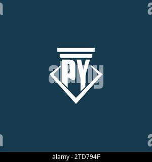 Logo PY monogramma iniziale per studio legale, avvocato o avvocato con idee di design delle icone del pilastro Illustrazione Vettoriale
