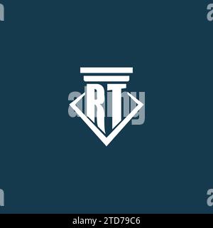 Logo del monogramma iniziale RT per studi legali, avvocati o avvocati con idee di design delle icone del pilastro Illustrazione Vettoriale