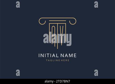 AV Initial con logo a forma di pilastro, logo con monogramma creativo per idee di design dello studio legale Illustrazione Vettoriale