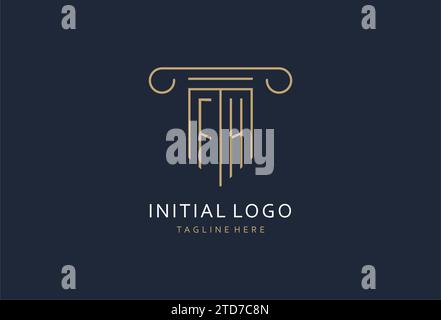 FH Initial con logo a forma di pilastro, logo con monogramma creativo per idee di design dello studio legale Illustrazione Vettoriale