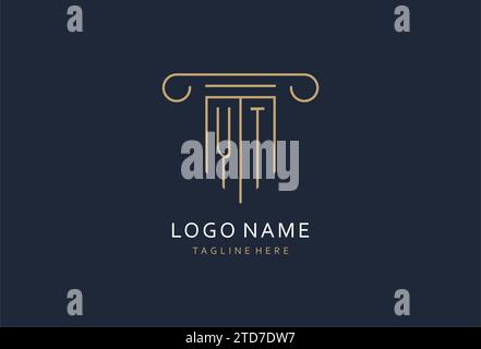 YT Initial con logo a forma di pilastro, logo con monogramma creativo per idee di design dello studio legale Illustrazione Vettoriale