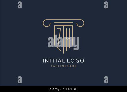 ZH Initial con logo a forma di pilastro, logo con monogramma creativo per idee di design dello studio legale Illustrazione Vettoriale