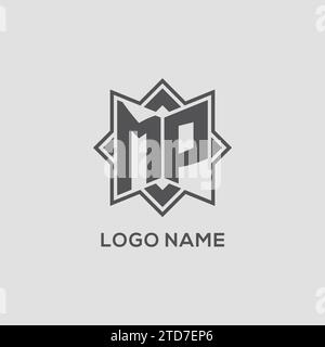 Logo MP monogramma con grafica vettoriale con design a stella a otto punte Illustrazione Vettoriale