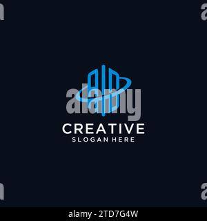 Logo monogramma iniziale DELL'ANNUNCIO con forma esagonale e idee di design Swoosh Illustrazione Vettoriale