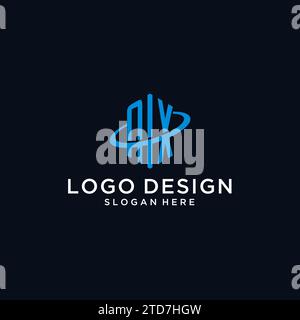 Logo monogramma iniziale NX con forma esagonale e idee di design Swoosh Illustrazione Vettoriale