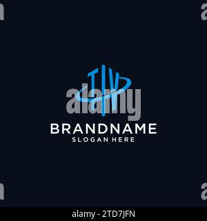 Logo del monogramma iniziale del TV con forma esagonale e idee di design Swoosh Illustrazione Vettoriale