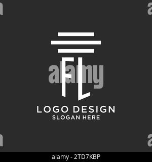 Iniziali FL con logo a colonna semplice, logo studio legale creativo grafica vettoriale Illustrazione Vettoriale