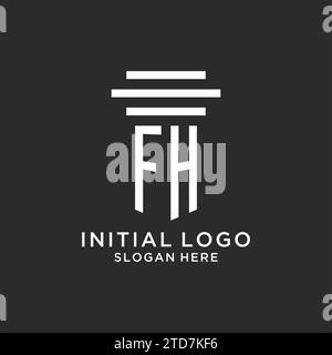 Iniziali FH con logo a colonna semplice, logo di studio legale creativo grafica vettoriale Illustrazione Vettoriale