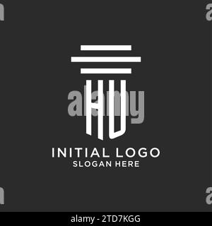 Iniziali HU con logo a colonna semplice, logo di studio legale creativo grafica vettoriale Illustrazione Vettoriale