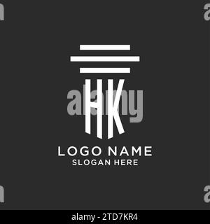 Iniziali HK con logo a colonna semplice, logo di studio legale creativo grafica vettoriale Illustrazione Vettoriale