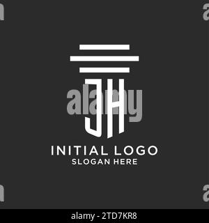 Iniziali JH con logo a colonna semplice, logo di studio legale creativo grafica vettoriale Illustrazione Vettoriale