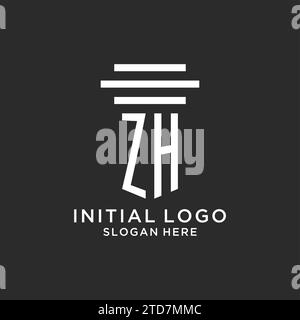 Iniziali ZH con logo a colonna semplice, logo di studio legale creativo grafica vettoriale Illustrazione Vettoriale