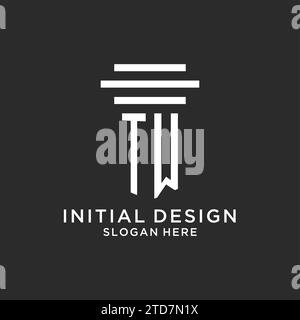 Iniziali TW con logo a colonna semplice, logo di studio legale creativo grafica vettoriale Illustrazione Vettoriale