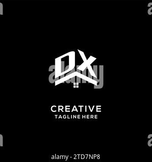Logo DX iniziale con tetto astratto, grafica vettoriale di design semplice e pulito del logo immobiliare Illustrazione Vettoriale