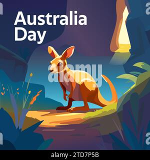 illustrazione del disegno di animali canguri di australia day Foto Stock