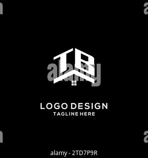 Logo TB iniziale con tetto astratto, grafica vettoriale di design semplice e pulito del logo immobiliare Illustrazione Vettoriale