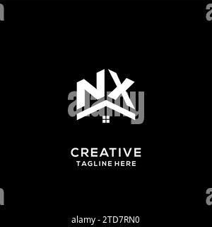 Logo NX iniziale con tetto astratto, grafica vettoriale di design semplice e pulito del logo immobiliare Illustrazione Vettoriale