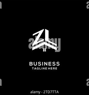 Logo ZL iniziale con tetto astratto, grafica vettoriale di design semplice e pulito del logo immobiliare Illustrazione Vettoriale