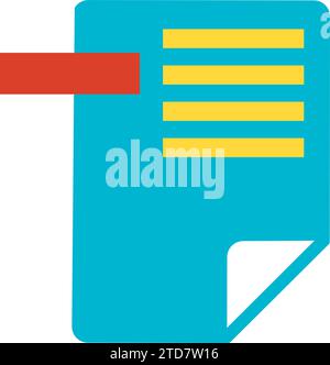 Esclusione di file e informazioni dal database. Documento con segno meno, simbolo piatto dell'organizzazione dei processi aziendali. Semplice icona a colori piatta isolata su Illustrazione Vettoriale