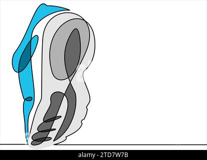 Illustrazione vettoriale delle sneakers. Scarpe sportive in linea. Una linea continua Illustrazione Vettoriale